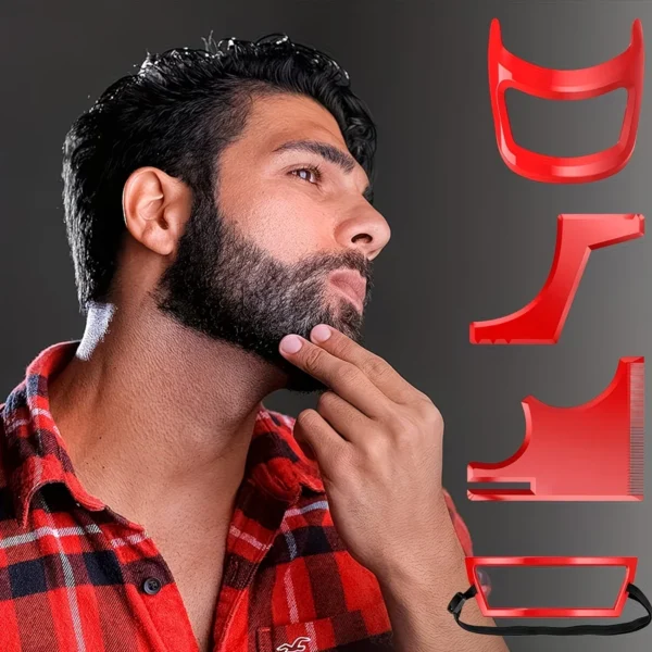 Se8ff297d5e344cb396dbc2f12bdffacaD.webp Beard Styling Tools Set with Four Shaping Guides for Grooming Shaving And Defining Hairlines Goatees And Collars
