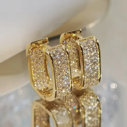 Fashion Diamond-Studded Circle Earrings, Women's Style, Silver / Gold, Simple and Versatile Girl's Earrings, Popular Accessories