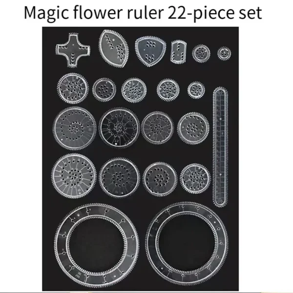Creative Gears Geometry Spirograph Drawing Stencils Set Painting Template Art Crafts Kids Educational Toy Variety of Flowers
