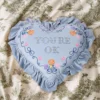 European-Style Pillow Two-Sided Sponge Balcony Cushion Home Decoration Embroidery Letter Printing Ruffled Round Love Pillowcase