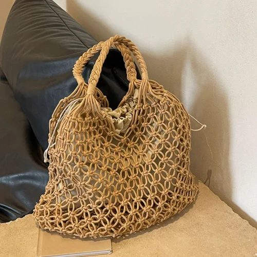 Sf1f06bf8da5e4180b40bc3c01a1b8caeU.webp Fashion Crochet Bags for Women Summer Beach Tote Bag Raffia Aesthetic Totes Straw Handbag Bohemian Boho Woven Knit Shoulder Bag
