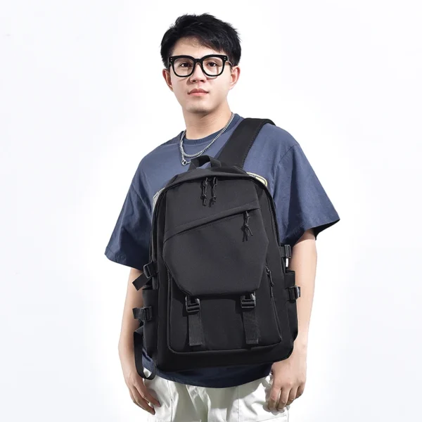 Sfc07c6d7b8b64b4ca680f8a34f4609a4i.webp Simple solid color backpack, travel backpack, plenty of storage space, very suitable for commuting, school, work and going out.