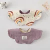Sfd4c4d521bbd4474b5e291ccd1ab44dch.webp Cute Two-sided Usable Baby Feeding Bib Pure Cotton Gauze Pacifier Saliva Towel Breathable Petal Bib For Newborn Toddler