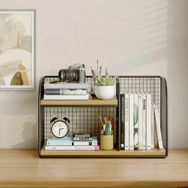 Sfe8fd28a54fa46ce8ad3abf4fc933306n.webp Desktop Bookshelf Tiered Desk Organizer - Durable Bookshelf For Office, Student Desk Shelves Racks Storage Holders Organizer
